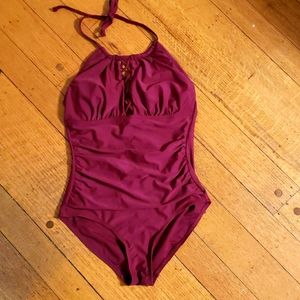 Maroon one piece swimsuit